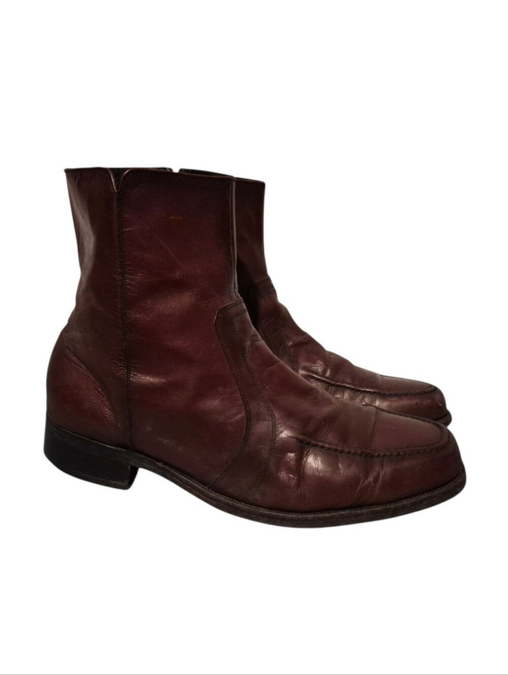 Vintage Florsheim Leather Side-Zip Moc-Toe Moto Dress Boots Men's Size 9.5E